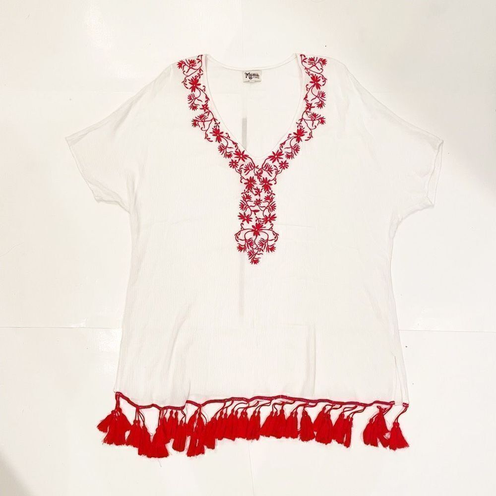 Show Me Your MuMu Mae Mu Tassel Dress in Casa Love Embroidered Flowy lightweight - Picture 4 of 7